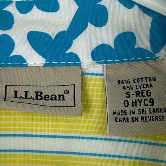 L.L. Bean Striped Shirt Turn Up Cuffs Floral Sz S - Picture 5 of 7